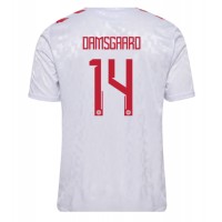 Camiseta Dinamarca Mikkel Damsgaard #14 Visitante Equipación Eurocopa 2024 manga corta